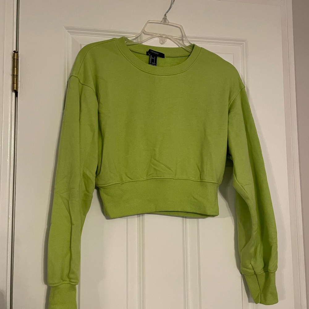 Forever 21 Lime Green Cropped Sweatshirt